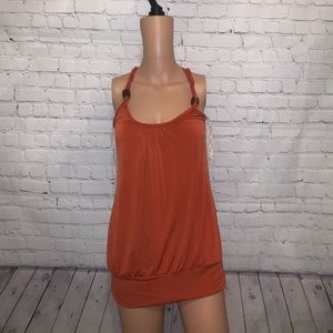 Volce Dark Orange & Brown Balled Blouse size M